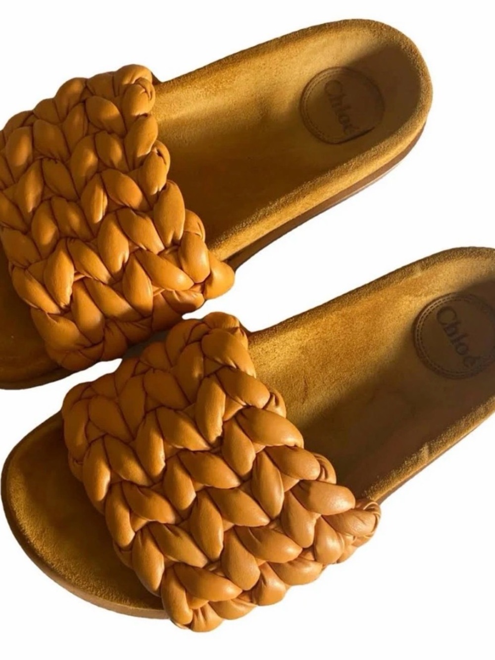 Chloe Braided Slide Sandals in Mustard